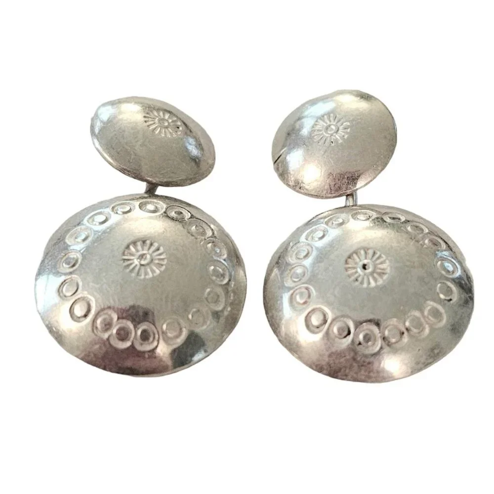 Sterling Silver Round Domed Etched Cuff Links L85